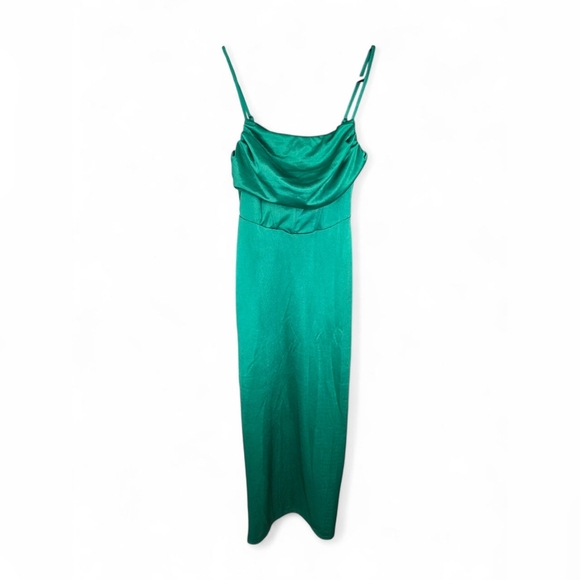 Asos Emerald Green Spaghetti Strap Satiny Corset Evening Dress, Women Size 6 - Picture 1 of 9
